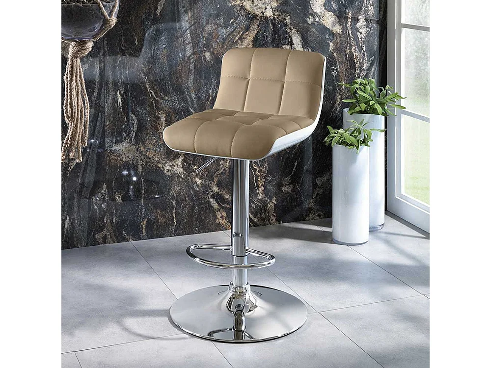 Barhocker in Taupe Kunstleder höhenverstellbar (2er Set)