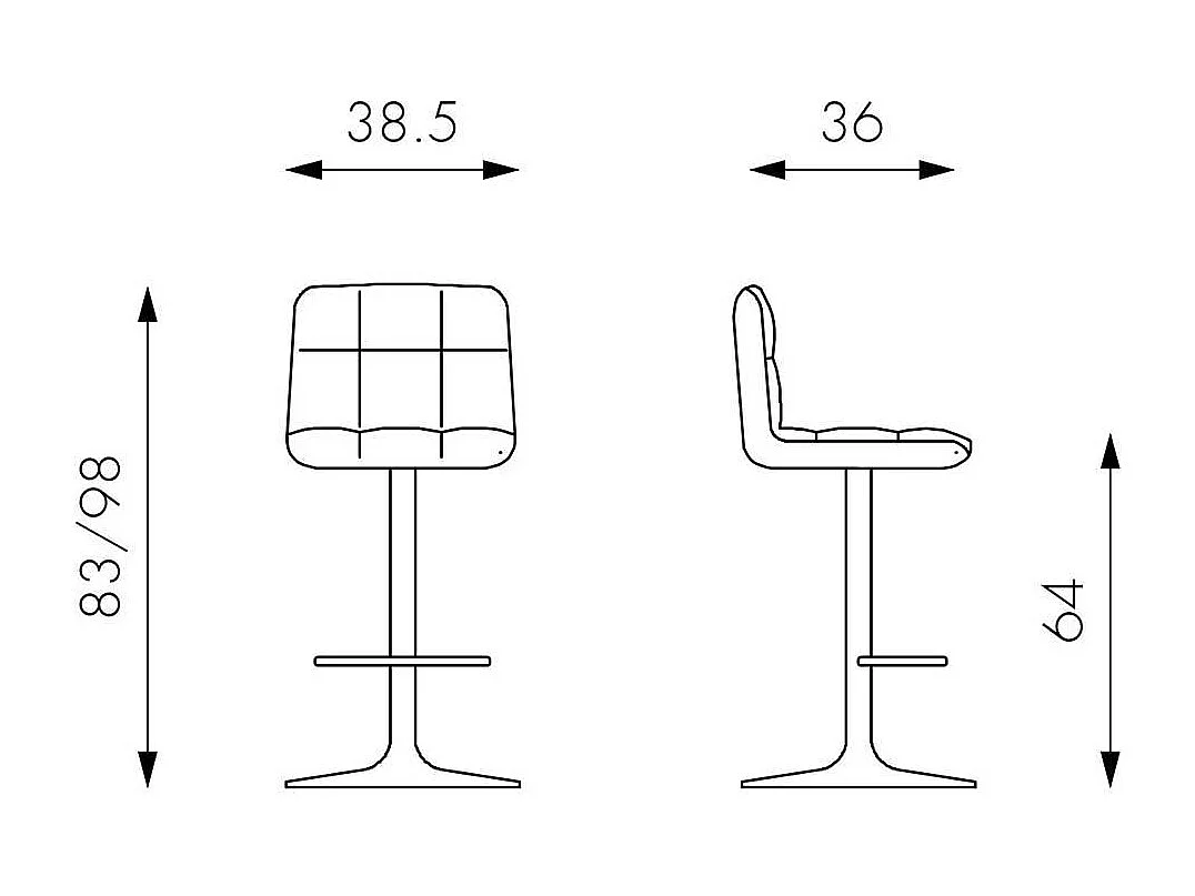 Barhocker in Taupe Kunstleder höhenverstellbar (2er Set)