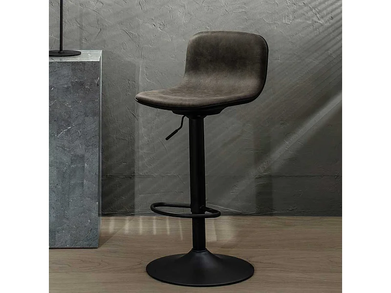Barhocker in Dunkelgrau und Schwarz mit Fußablage (2er Set)