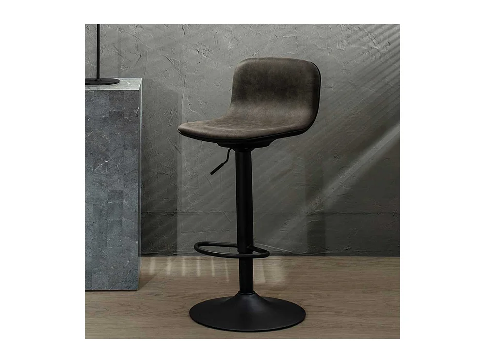 Barhocker in Dunkelgrau und Schwarz mit Fußablage (2er Set)