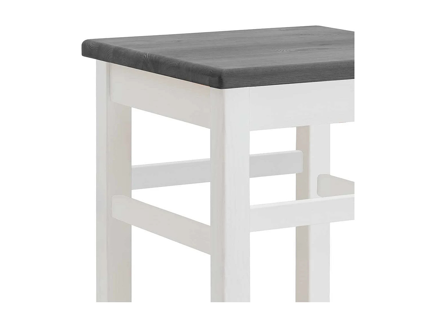 Massivholz Barhocker in Weiß und Grau lackiert Landhausstil
