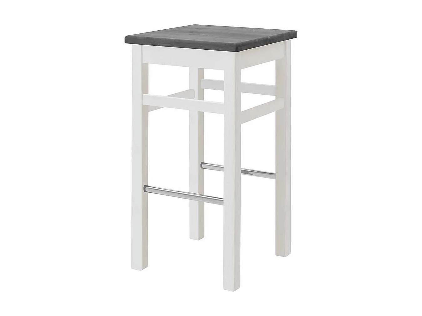 Massivholz Barhocker in Weiß und Grau lackiert Landhausstil