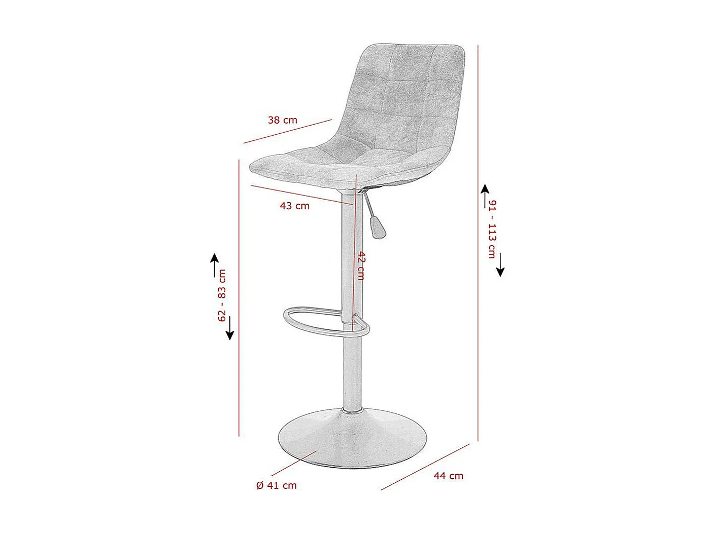 Design Barhocker in Grau Microfaser höhenverstellbar (2er Set)