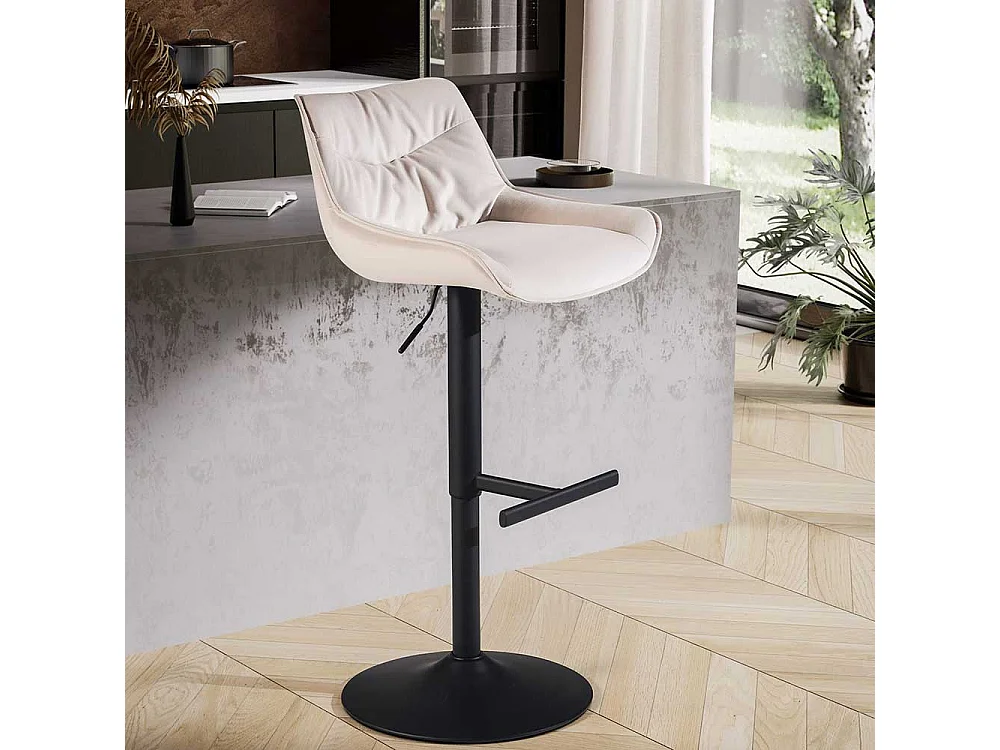 Barhocker in Beige und Schwarz aufwendigen Steppungen