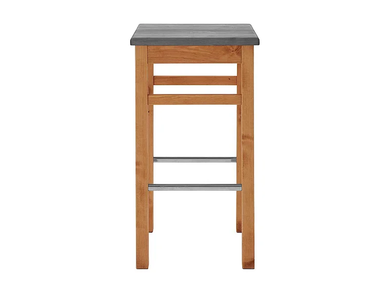 Kiefer massiv Barhocker in Grau und Laugenfarben Landhausstil