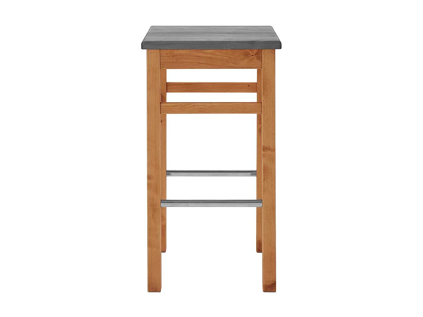 Kiefer massiv Barhocker in Grau und Laugenfarben Landhausstil