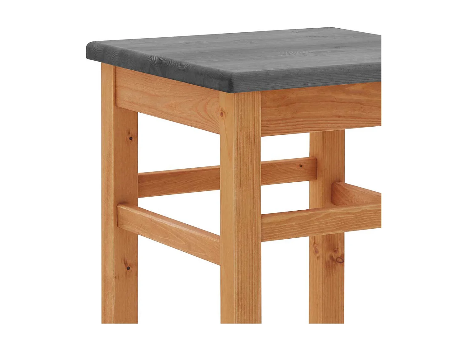 Kiefer massiv Barhocker in Grau und Laugenfarben Landhausstil