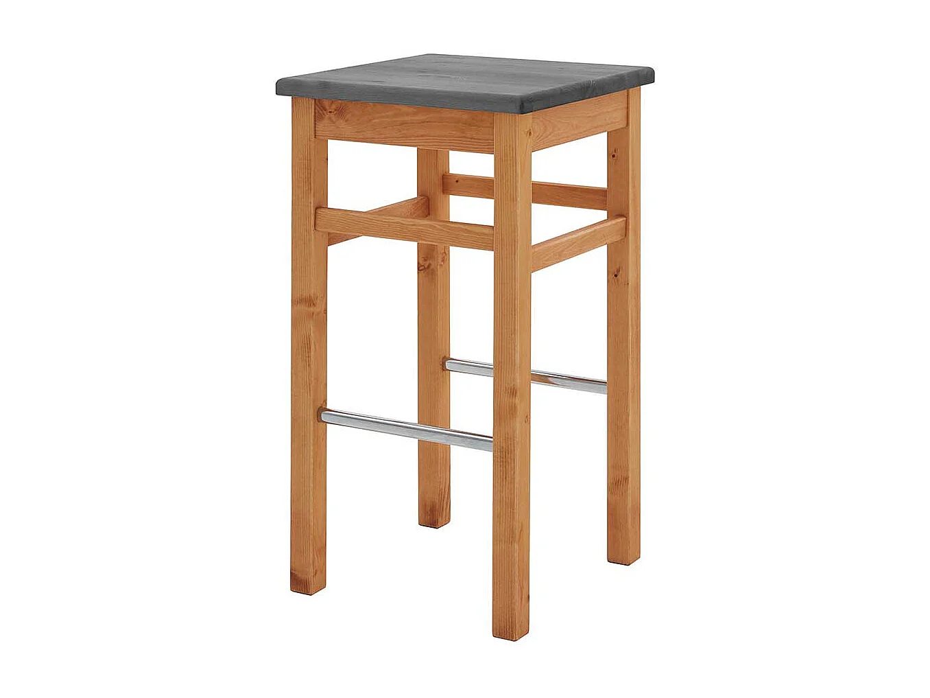 Kiefer massiv Barhocker in Grau und Laugenfarben Landhausstil