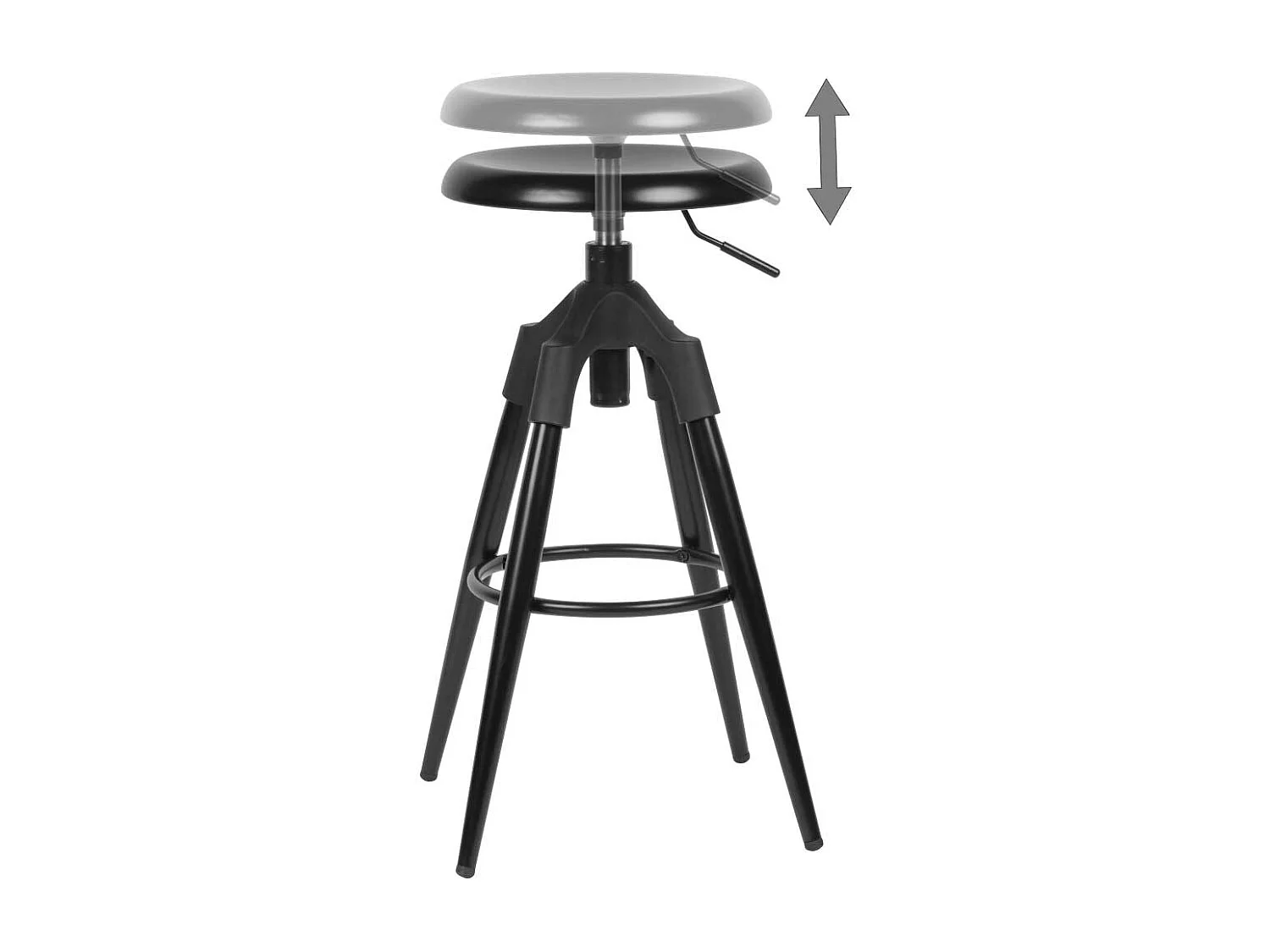 Beistellhocker in Schwarz Kunststoff dreh- und höhenverstellbar