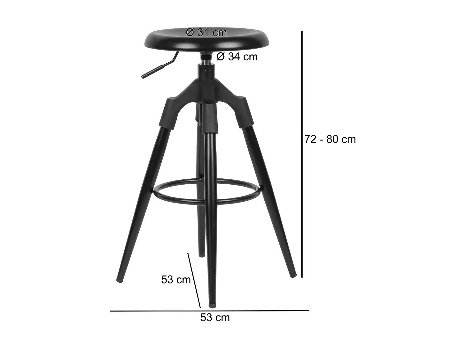 Beistellhocker in Schwarz Kunststoff dreh- und höhenverstellbar