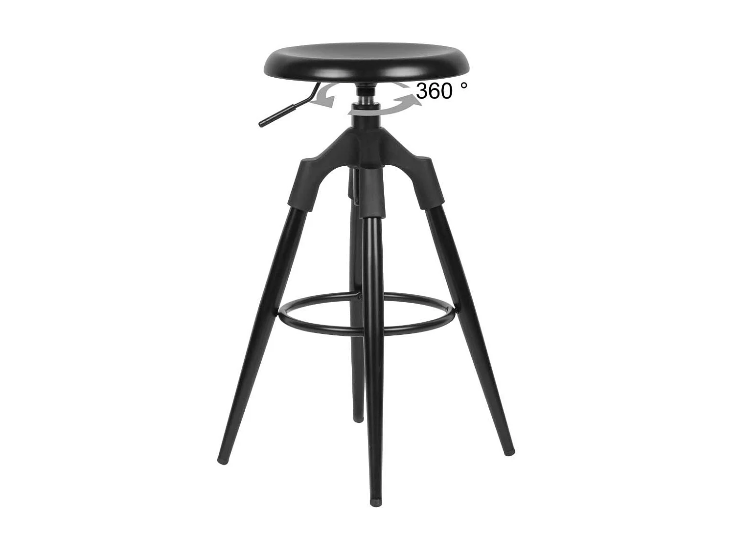 Beistellhocker in Schwarz Kunststoff dreh- und höhenverstellbar