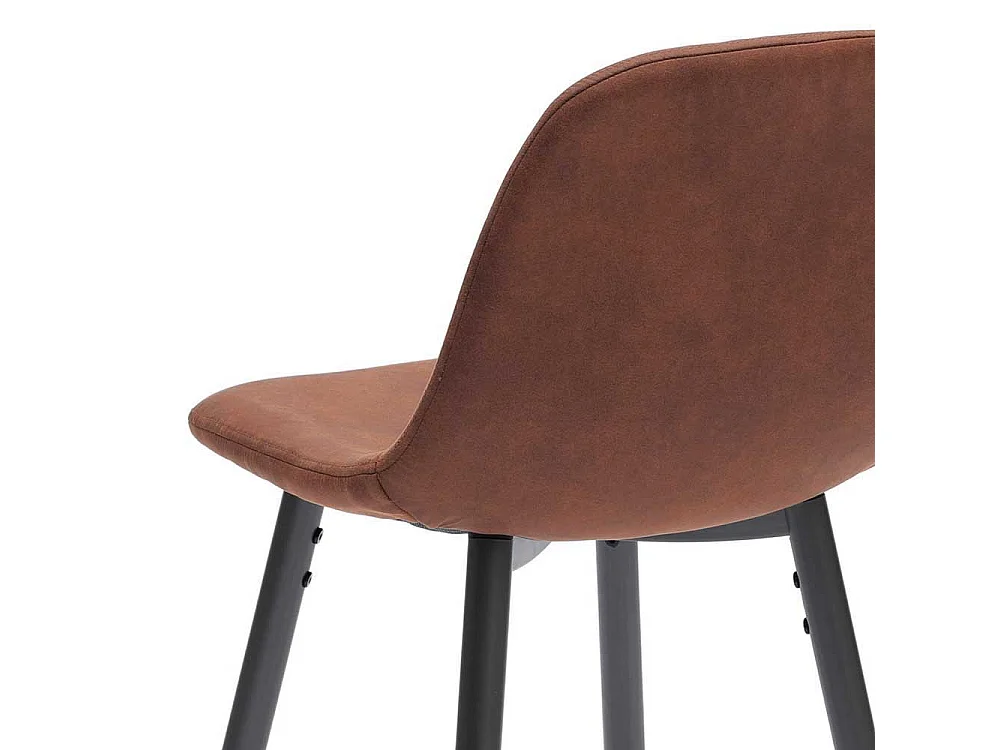 Küchenhocker Set in Braun Kunstleder Stahl Anthrazit (2er Set)