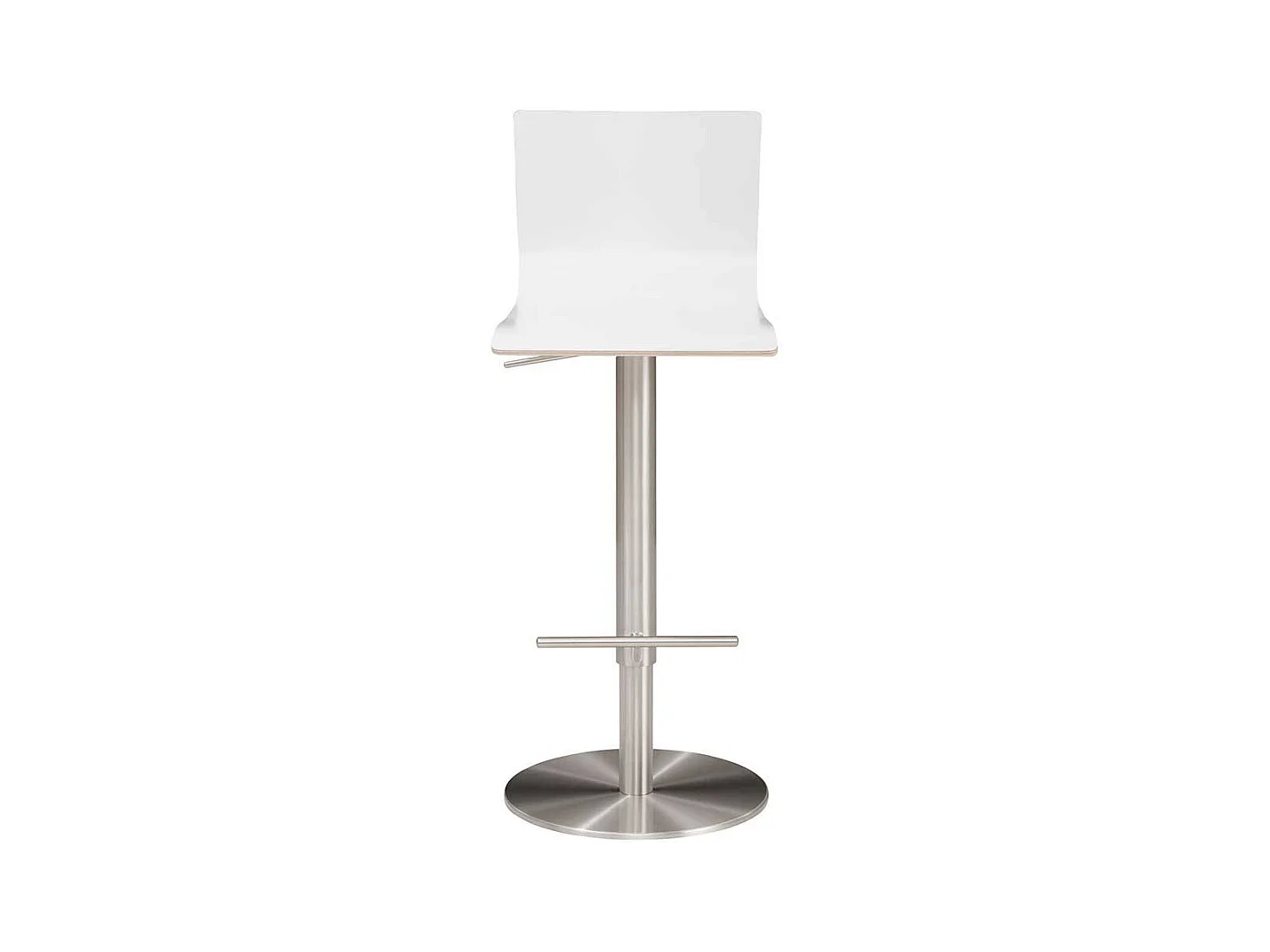 Designbarhocker mit Schalensitz Tellerfuß Gestell in Chrom gebürstet