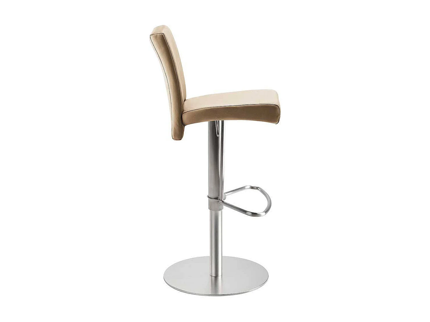 Designbarhocker in Beige Microfaser Gasdruck höhenverstellbar