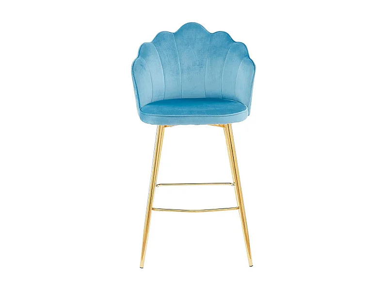 Barhocker Muschelform Bezug Samt Blau Vierfußgestell aus Metall (2er Set)