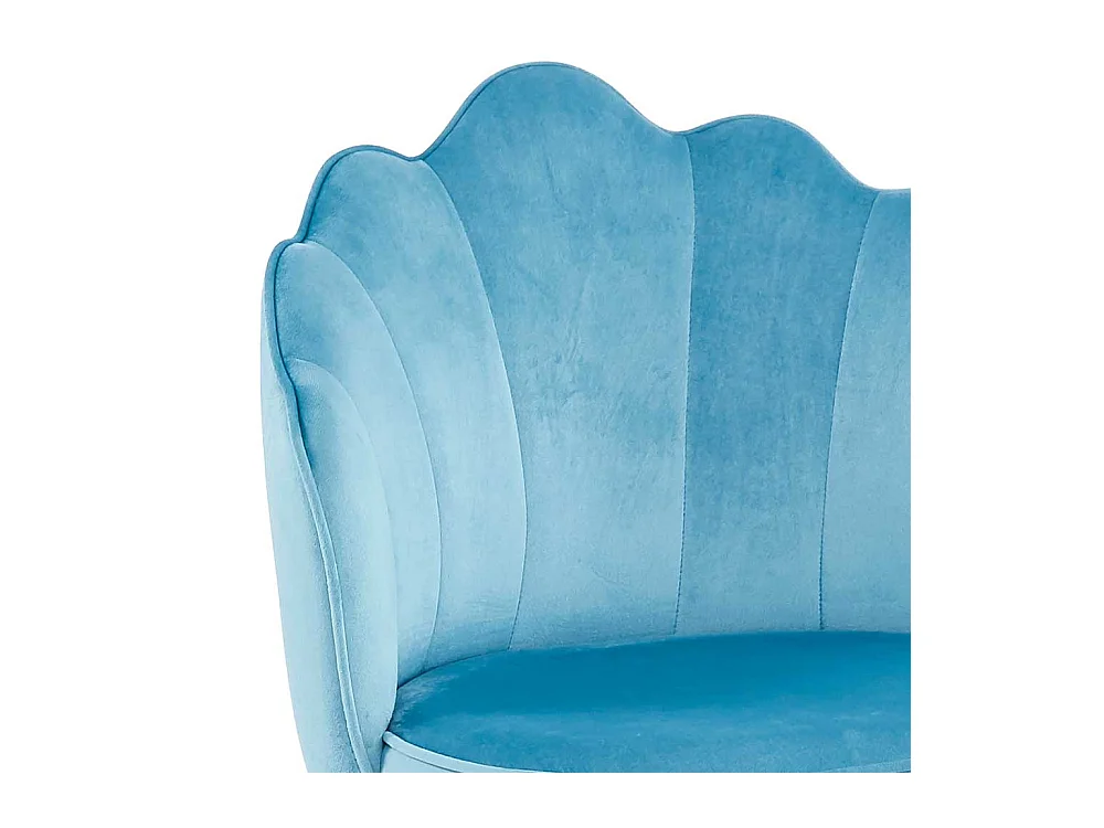 Barhocker Muschelform Bezug Samt Blau Vierfußgestell aus Metall (2er Set)