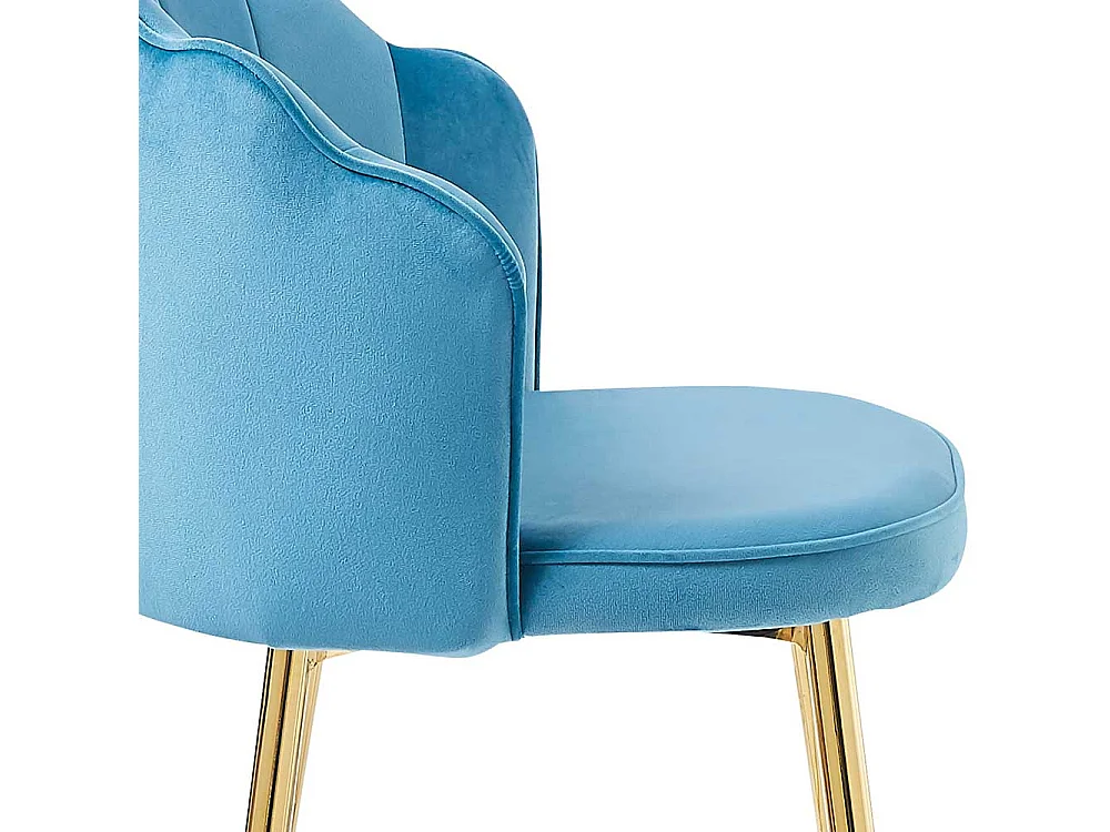 Barhocker Muschelform Bezug Samt Blau Vierfußgestell aus Metall (2er Set)