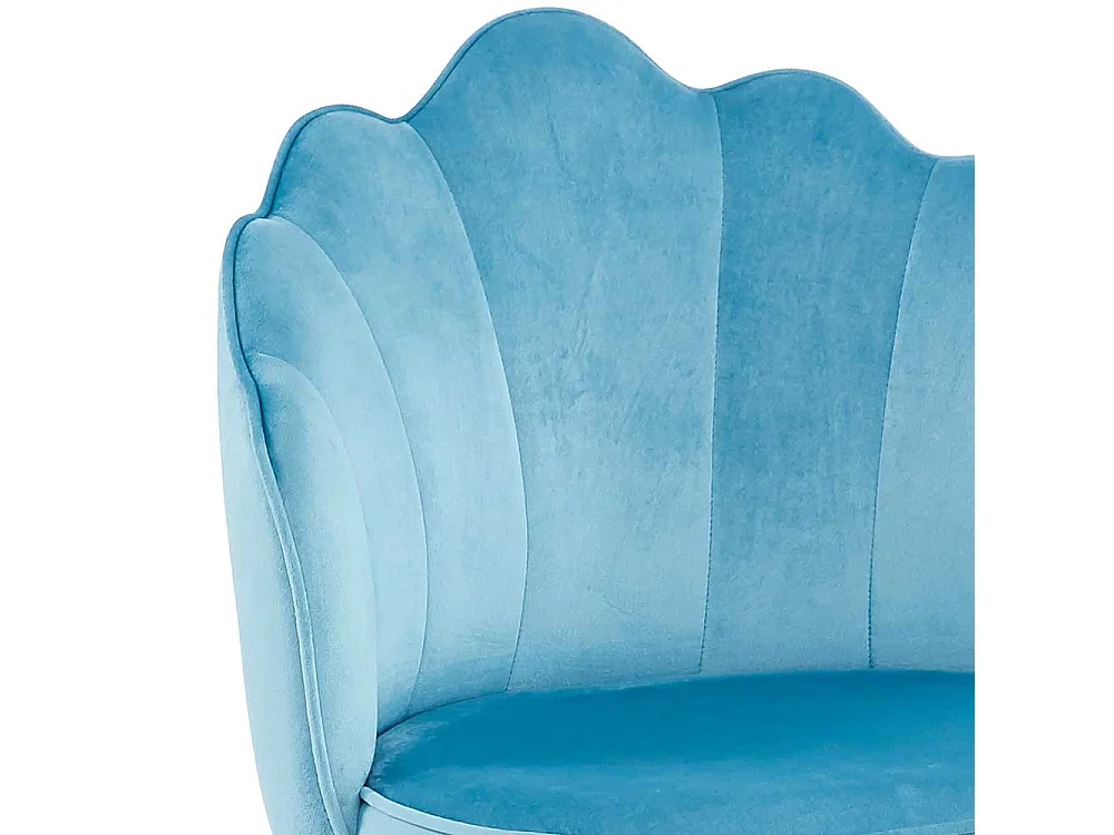 Barhocker Muschelform Bezug Samt Blau Vierfußgestell aus Metall (2er Set)