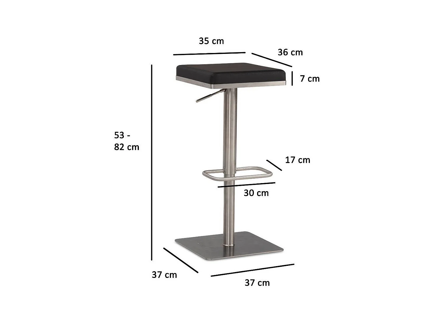 Barhocker Barstuhl mit Fußgestell aus Metall 37 cm breit