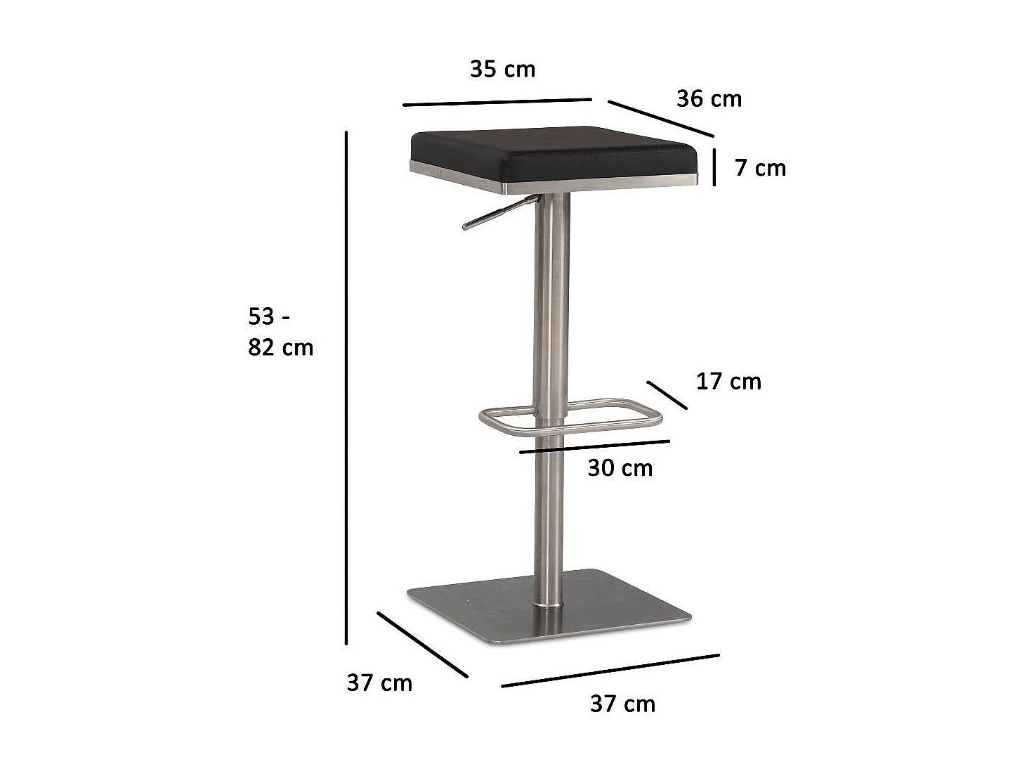 Barhocker Barstuhl mit Fußgestell aus Metall 37 cm breit