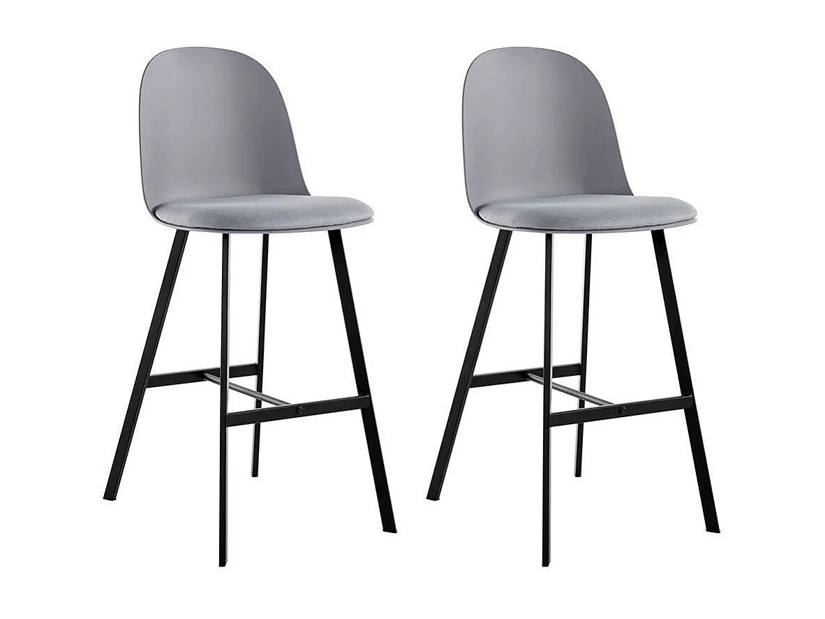 Tresenstuhl Set in Grau und Schwarz Vierfußgestell aus Metall (2er Set)