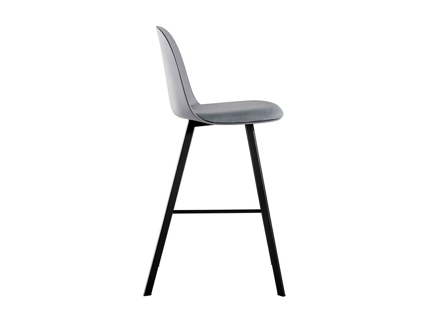 Tresenstuhl Set in Grau und Schwarz Vierfußgestell aus Metall (2er Set)