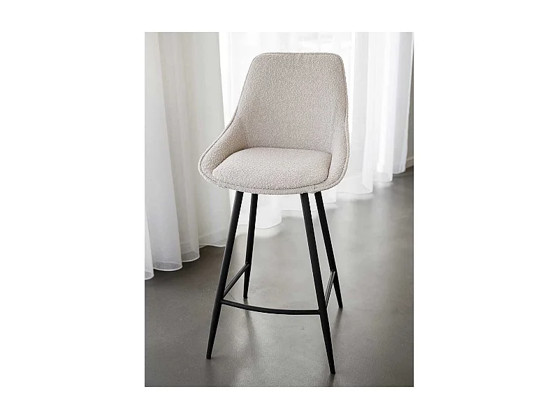 Tresenstuhl Set Skandi aus Boucle Stoff Metall (2er Set)