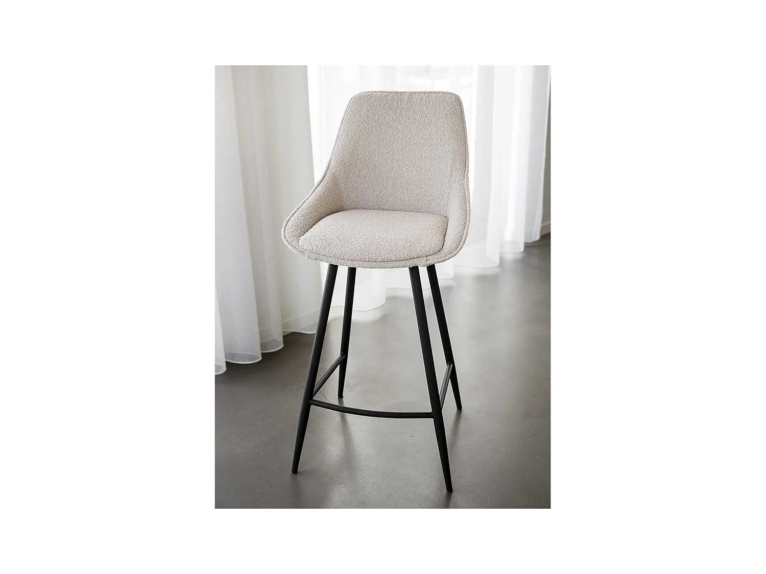 Tresenstuhl Set Skandi aus Boucle Stoff Metall (2er Set)