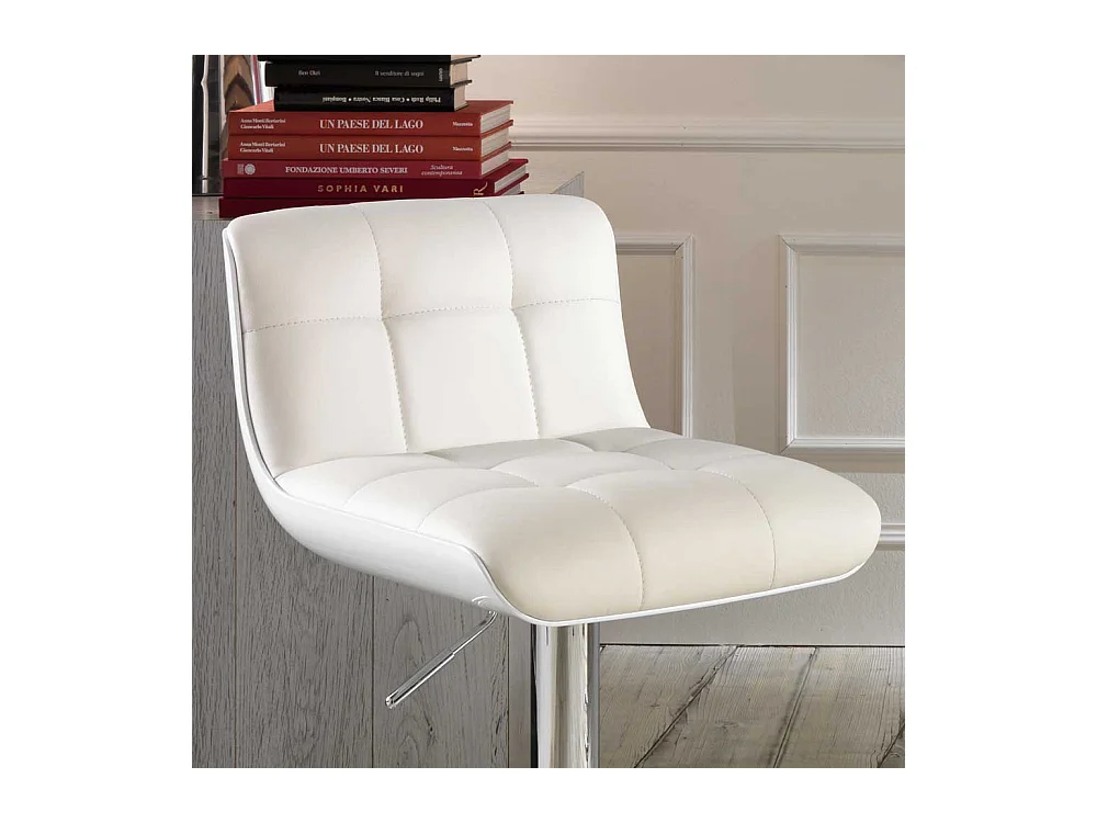 Höhenverstellbarer Küchenhocker in Weiß drehbar (2er Set)