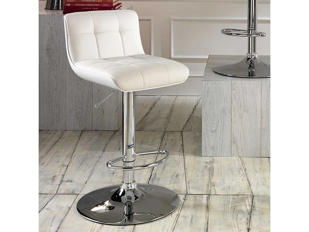 Höhenverstellbarer Küchenhocker in Weiß drehbar (2er Set)