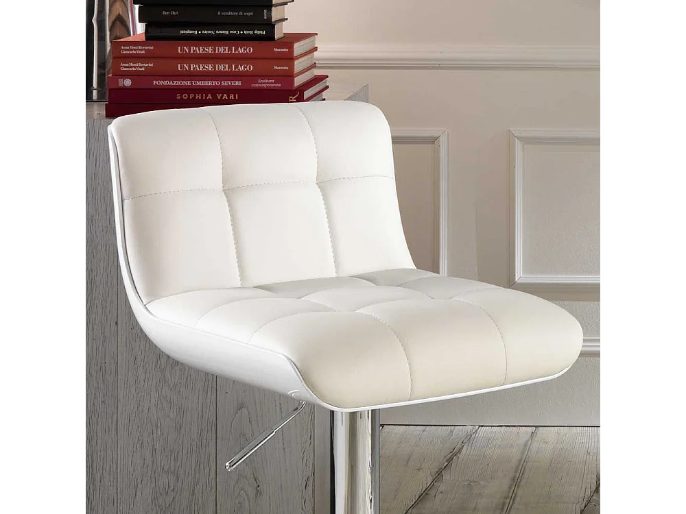 Höhenverstellbarer Küchenhocker in Weiß drehbar (2er Set)