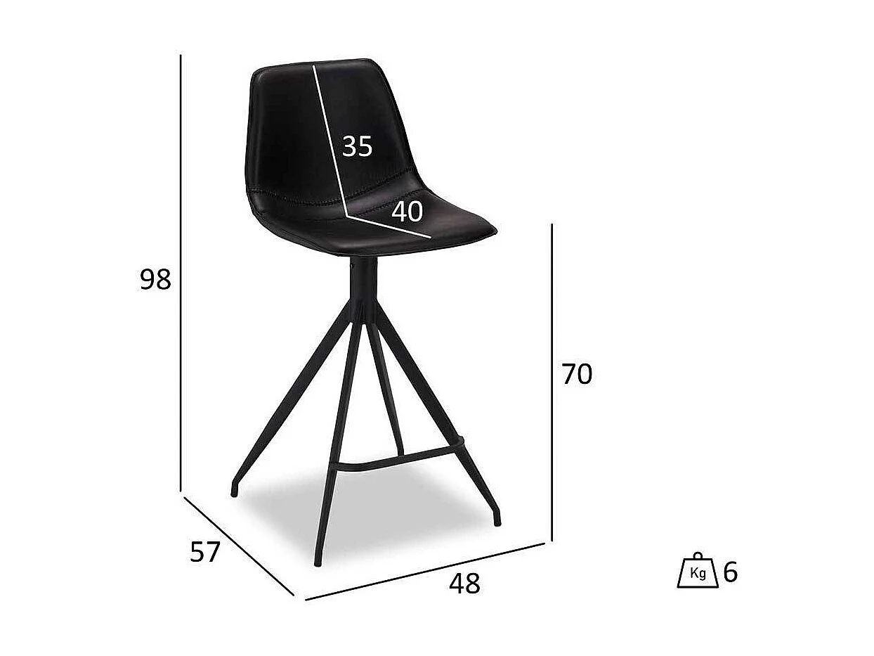 Barstühle in Schwarz Kunstleder 70 cm Sitzhöhe (2er Set)