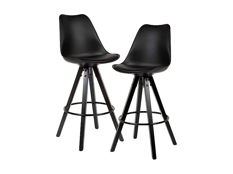 Barstuhl Set schwarz mit Rückenlehne 77 cm Sitzhöhe (2er Set)