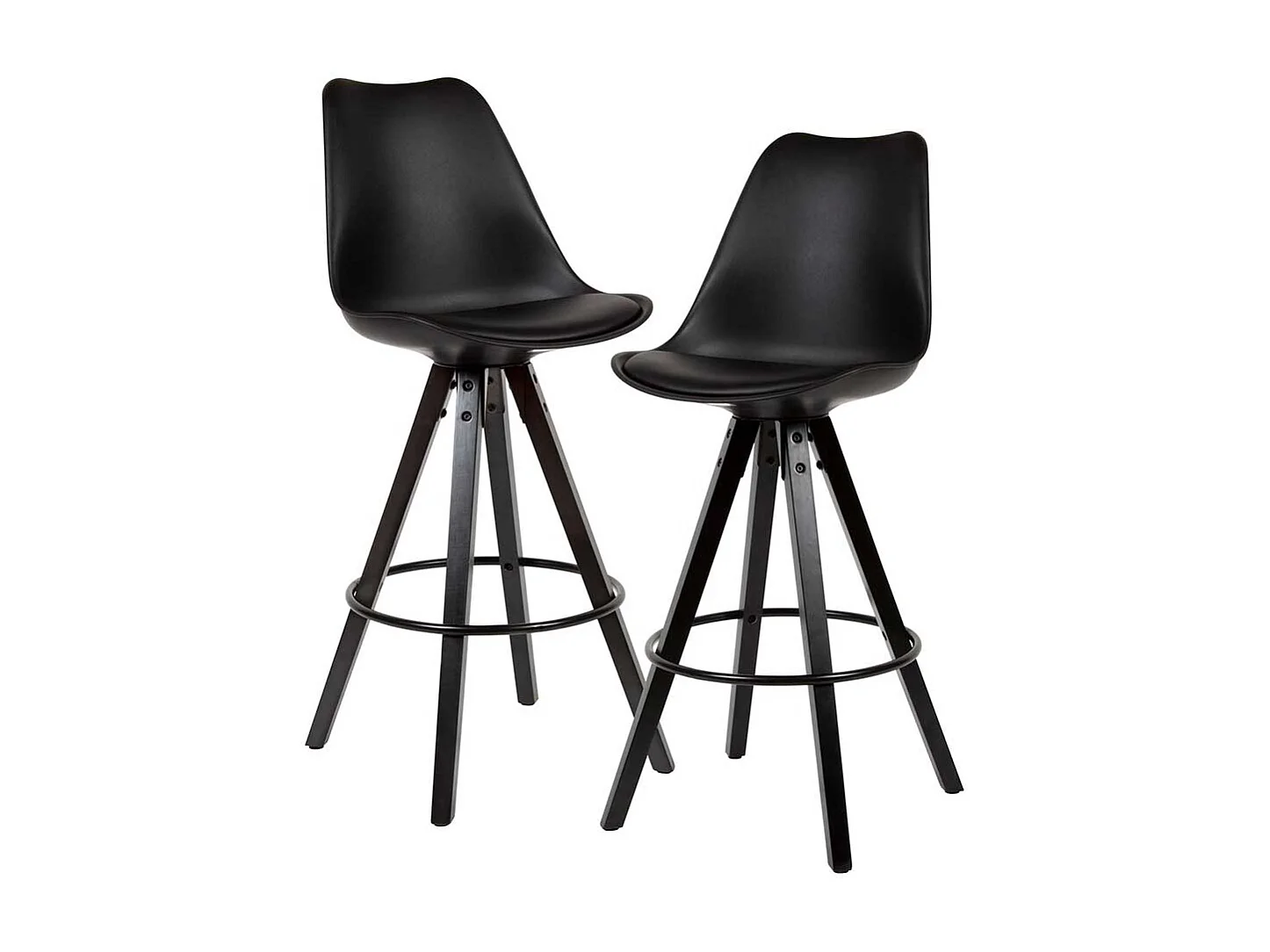 Barstuhl Set schwarz mit Rückenlehne 77 cm Sitzhöhe (2er Set)