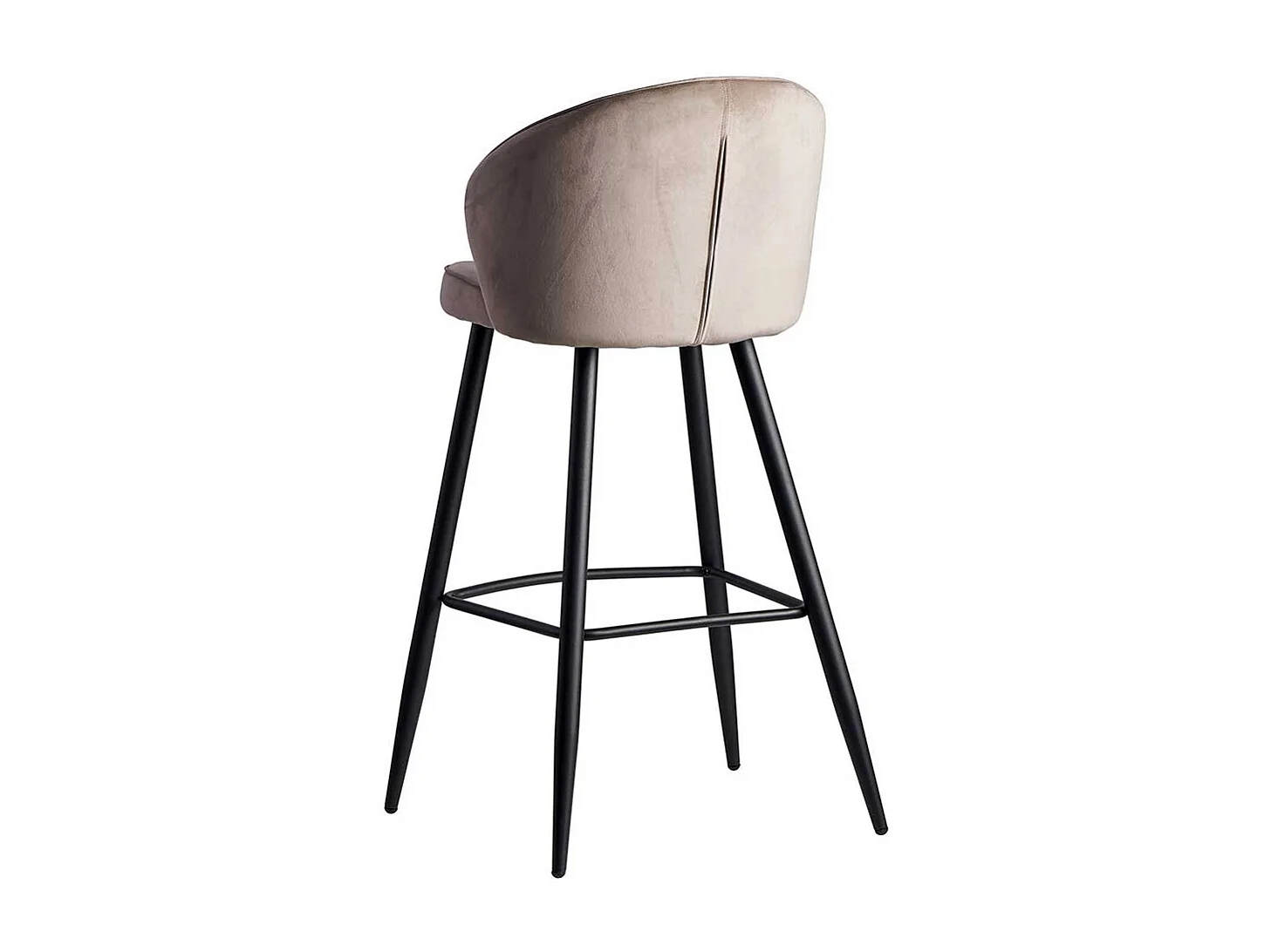 Barstuhl Samt Metall in Beige & Schwarz gepolsterter Rückenlehne