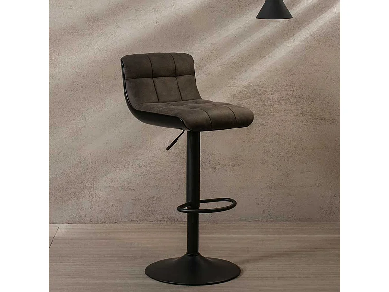 Barstühle in Dunkelgrau und Schwarz mit Rückenlehne (2er Set)