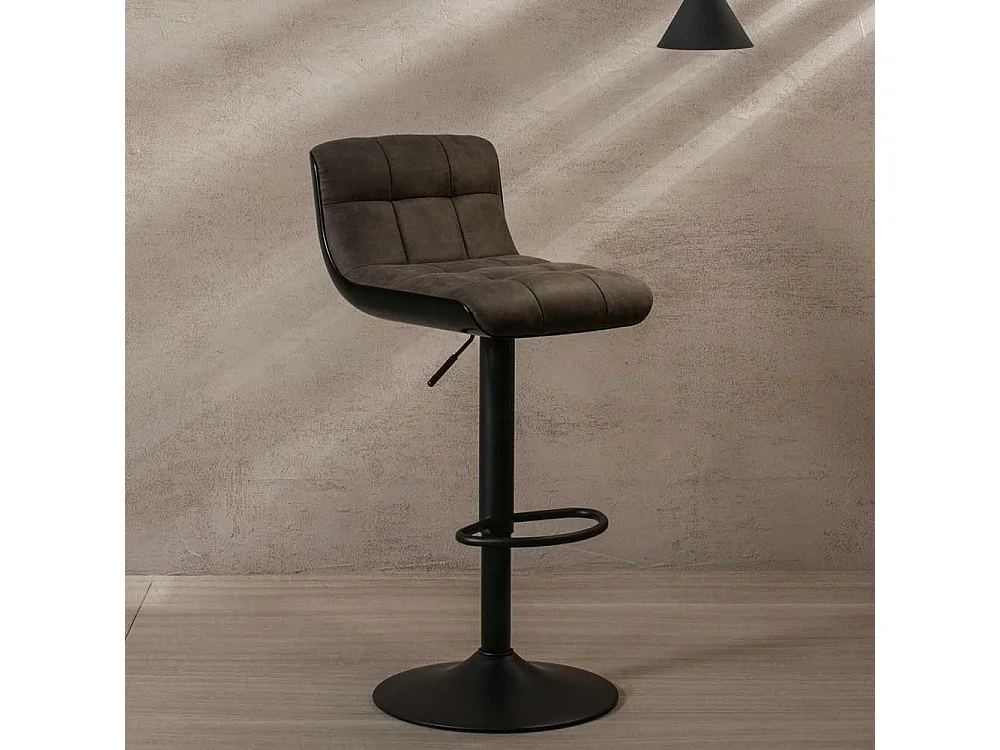 Barstühle in Dunkelgrau und Schwarz mit Rückenlehne (2er Set)