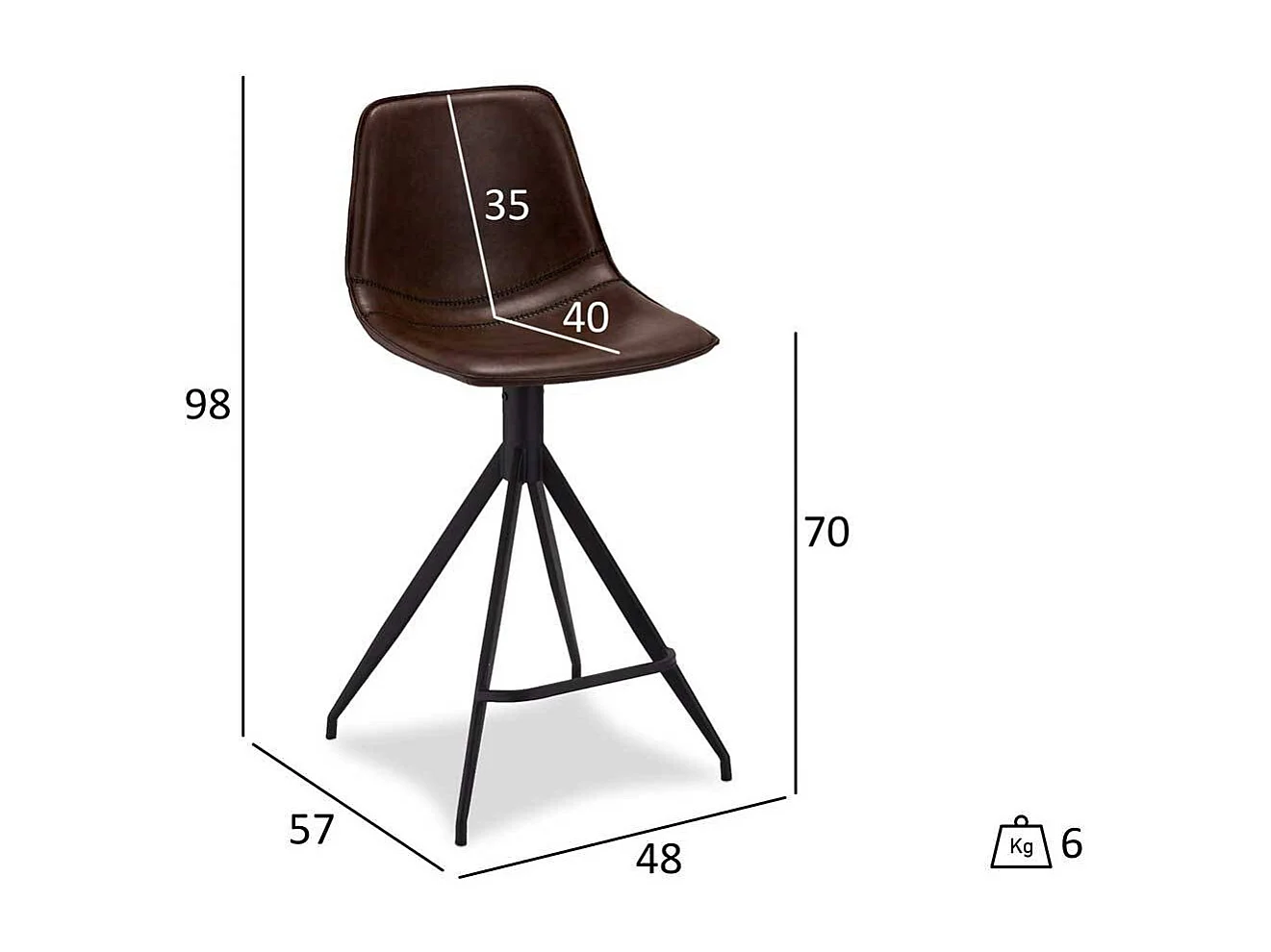 Küchenhocker in Dunkelbraun Kunstleder 70 cm Sitzhöhe (2er Set)
