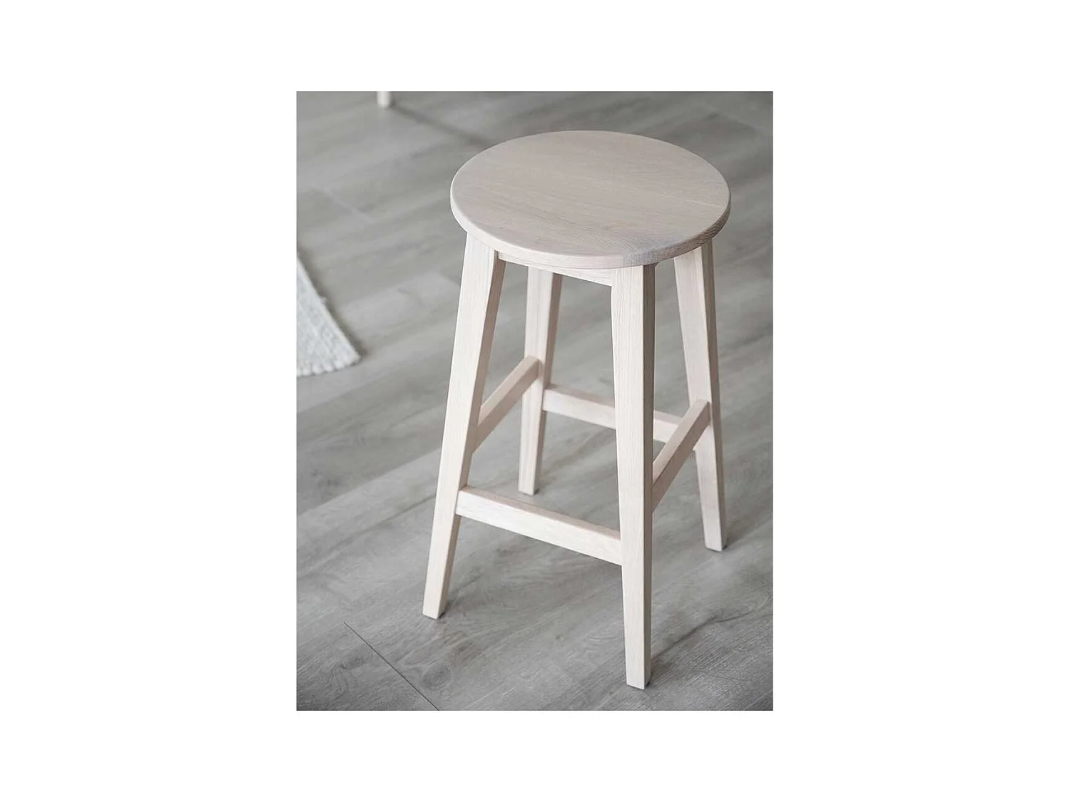 Küchen Barhocker aus Eiche Massivholz White Wash (2er Set)