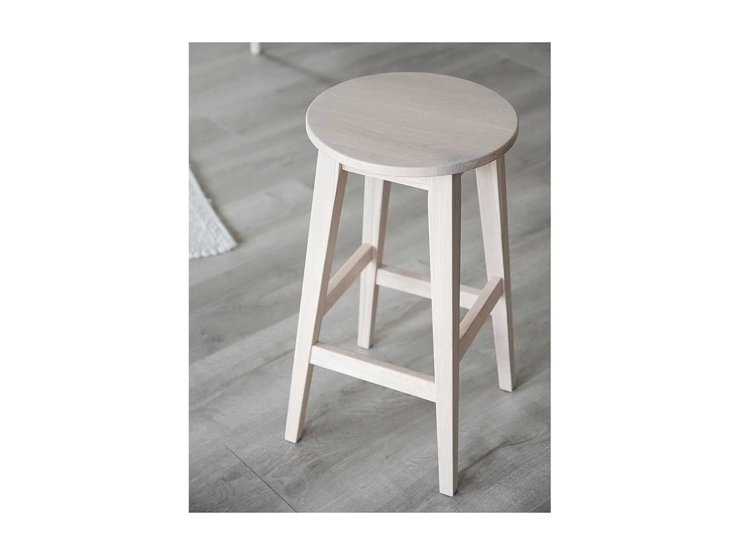 Küchen Barhocker aus Eiche Massivholz White Wash (2er Set)