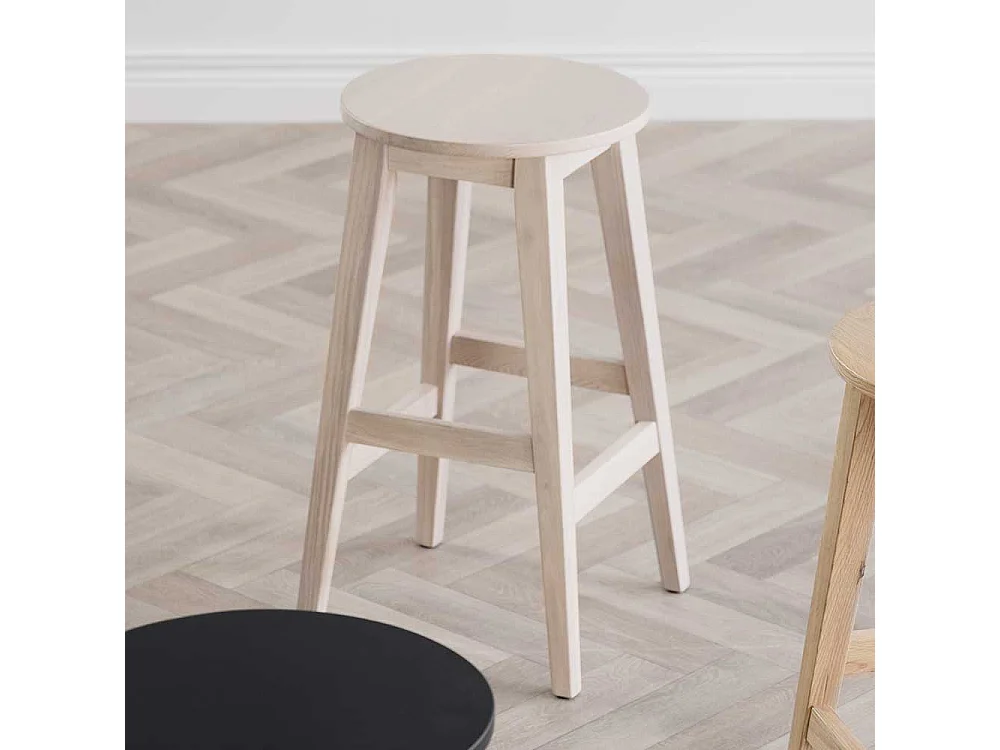 Küchen Barhocker aus Eiche Massivholz White Wash (2er Set)