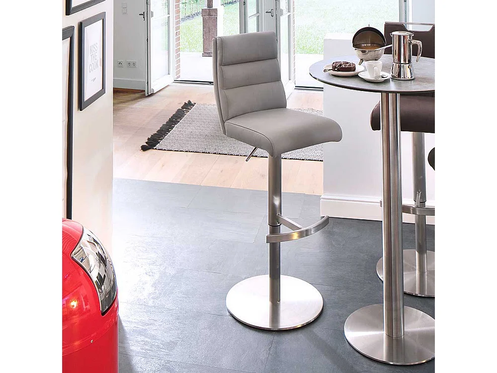 Küchenhocker in Hellgrau Kunstleder Lehne