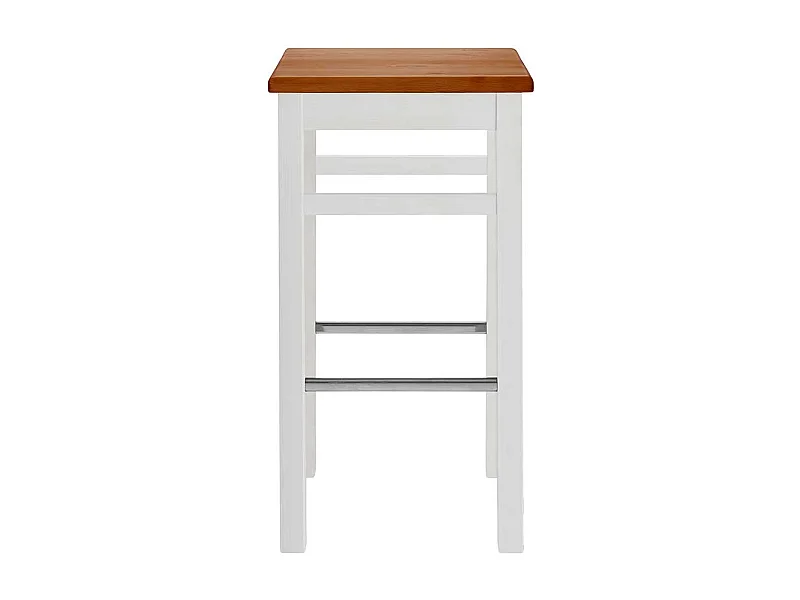 Landhaus Stil Hochhocker in Weiß Kiefer Bernsteinfarben