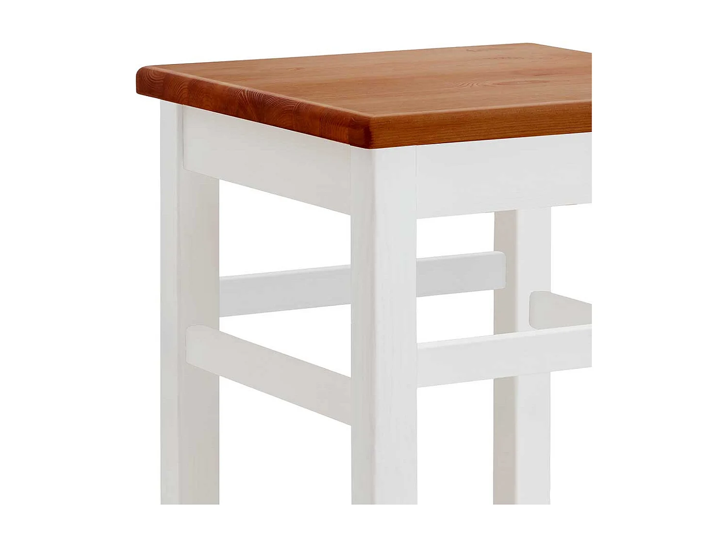 Landhaus Stil Hochhocker in Weiß Kiefer Bernsteinfarben