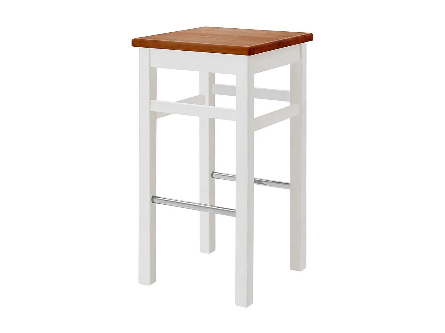 Landhaus Stil Hochhocker in Weiß Kiefer Bernsteinfarben