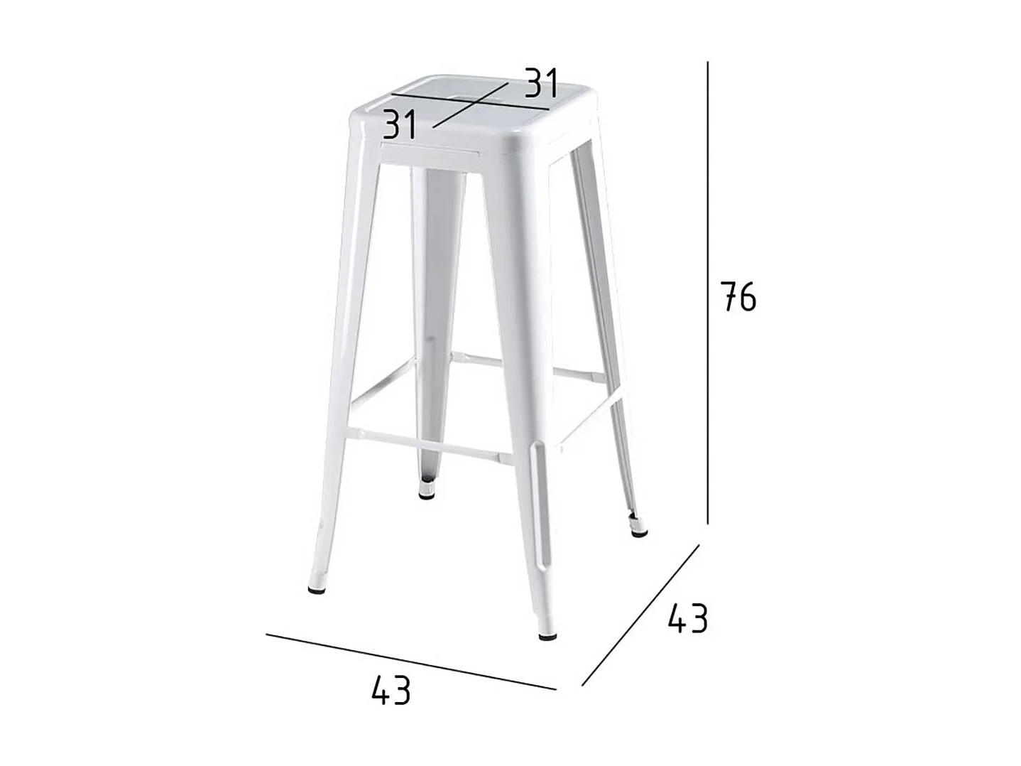 Wei�e Barhocker aus Stahl Industriedesign (4er Set)
