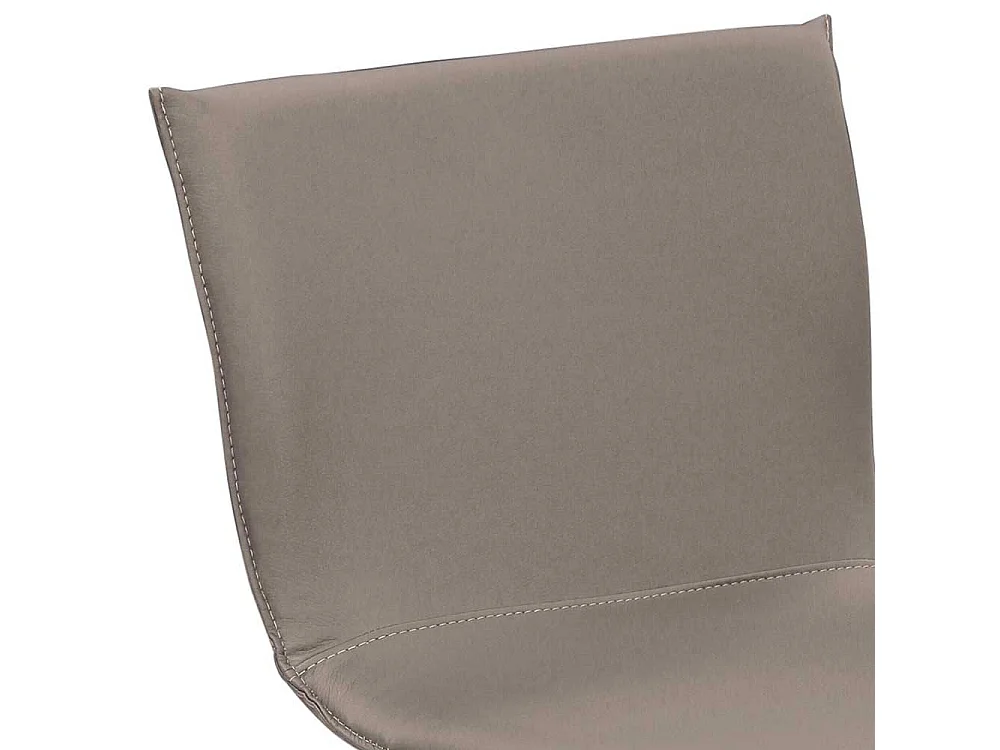 Moderner Barhocker aus Echtleder in Taupe Stahl Gestell