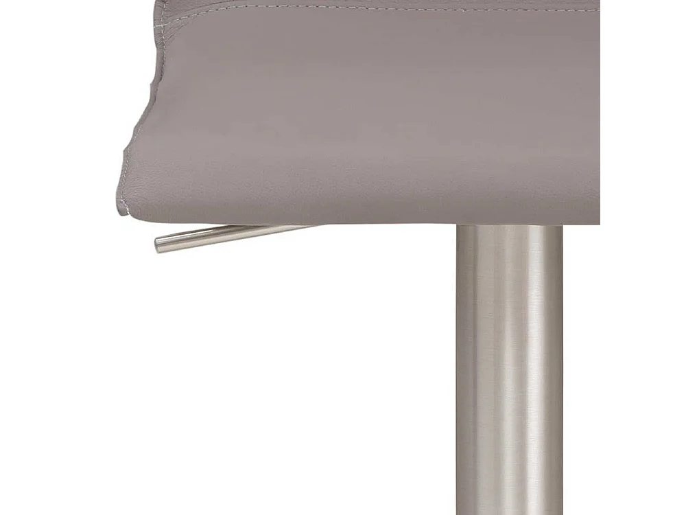 Moderner Barhocker aus Echtleder in Taupe Stahl Gestell