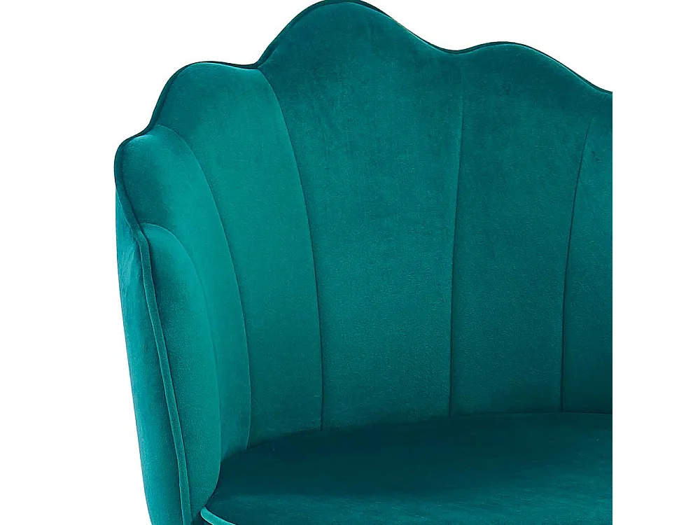 Retrostil Barstuehle Lehne in Muschelform Samtbezug Petrol (2er Set)