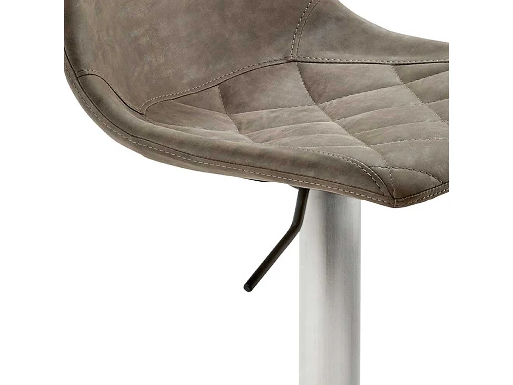 Designbarhocker in Schlammfarben Edelstahl und Kunstleder